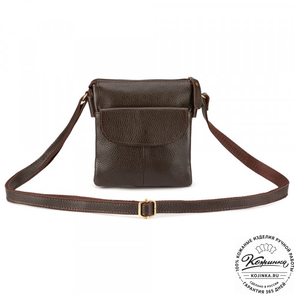 Кожаная сумка "Вуди" (тёмно-коричневая). фото 1