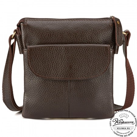 Кожаная сумка "Вуди" (тёмно-коричневая)