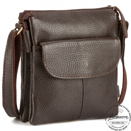 Кожаная сумка "Вуди" (тёмно-коричневая)
