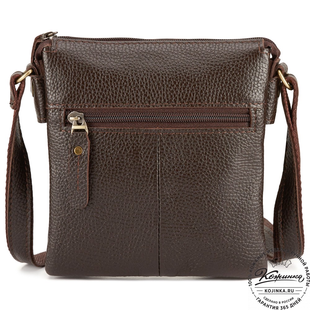 Кожаная сумка "Вуди" (тёмно-коричневая)
