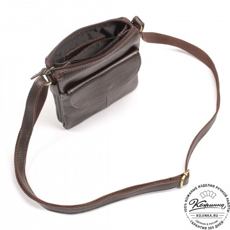 Кожаная сумка "Вуди" (тёмно-коричневая)