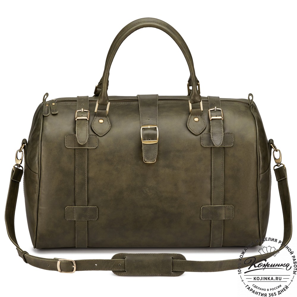 Кожаная дорожная сумка "Кордова" (хаки гладкая кожа)