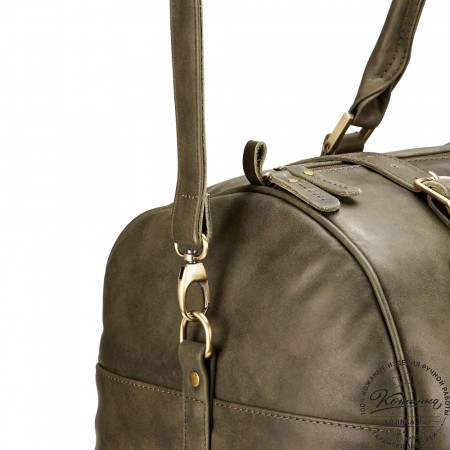 Кожаная дорожная сумка "Кордова" (хаки гладкая кожа)