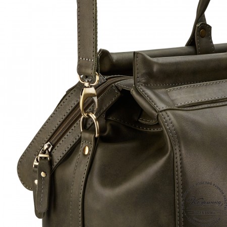 Кожаный дорожный саквояж "Сальери" (хаки гладкая кожа)