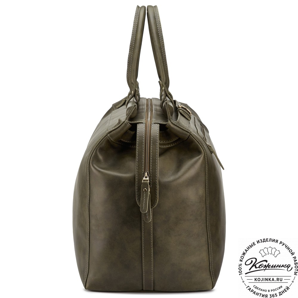 Кожаный дорожный саквояж "Сальери" (хаки гладкая кожа)