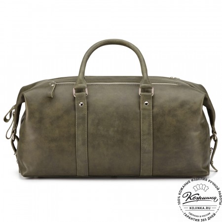 Кожаная дорожно-спортивная сумка Англия (хаки гладкая кожа)