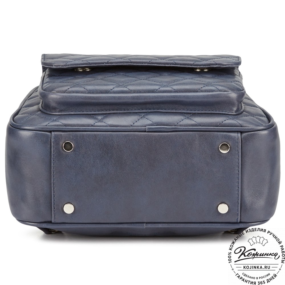 Женский кожаный рюкзак "Гермиона" (синяя гладкая кожа)