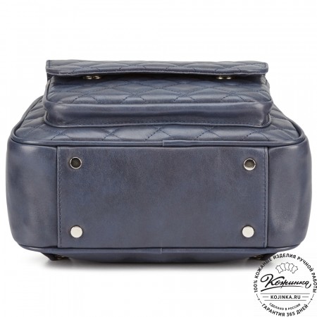 Женский кожаный рюкзак "Гермиона" (синяя гладкая кожа)