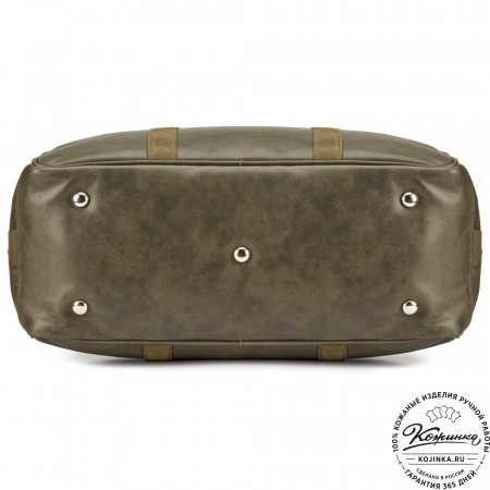 Кожаная дорожная сумка "Ирландия" (хаки гладкая кожа)