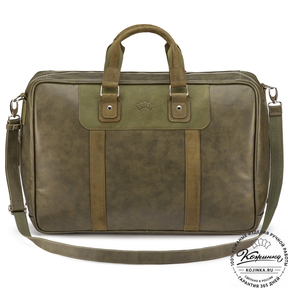 Кожаная дорожная сумка "Ирландия" (хаки гладкая кожа)