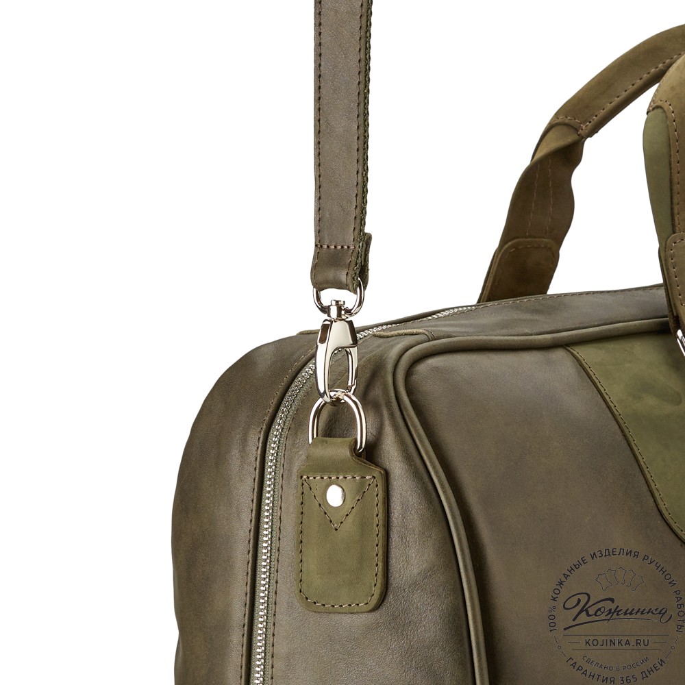 Кожаная дорожная сумка "Ирландия" (хаки гладкая кожа)