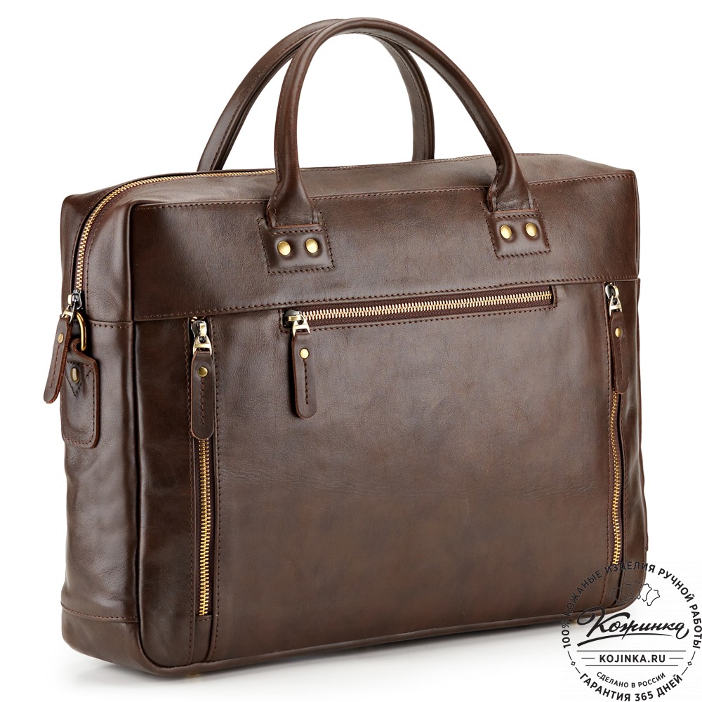 Кожаная деловая сумка "Спенсер" (коричневая гладкая кожа) 
