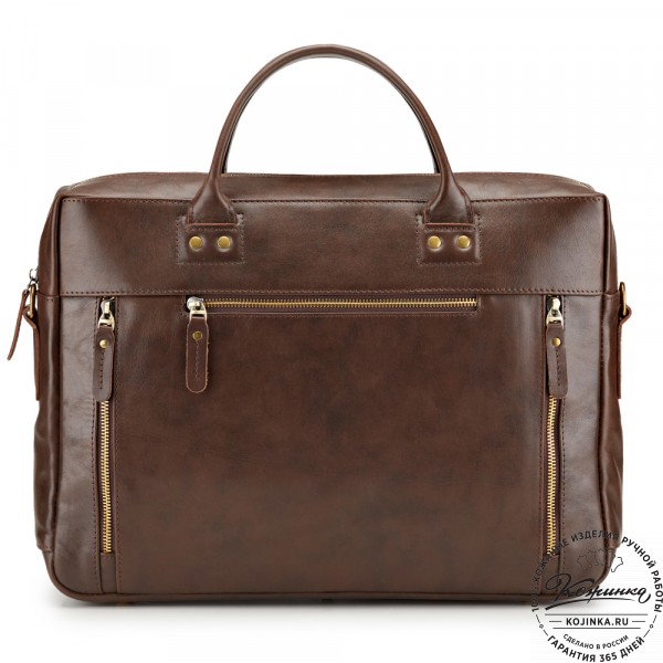 Кожаная деловая сумка "Спенсер" (коричневая гладкая кожа) . фото 1