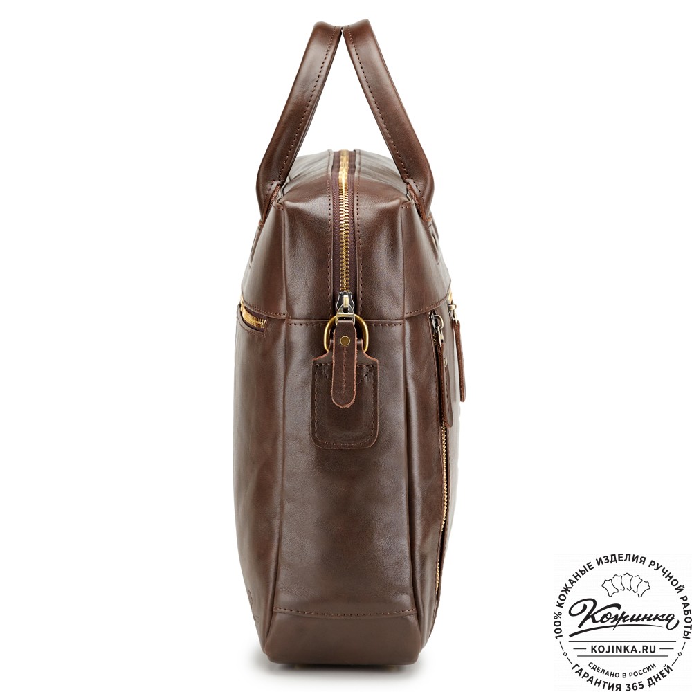 Кожаная деловая сумка "Спенсер" (коричневая гладкая кожа) 