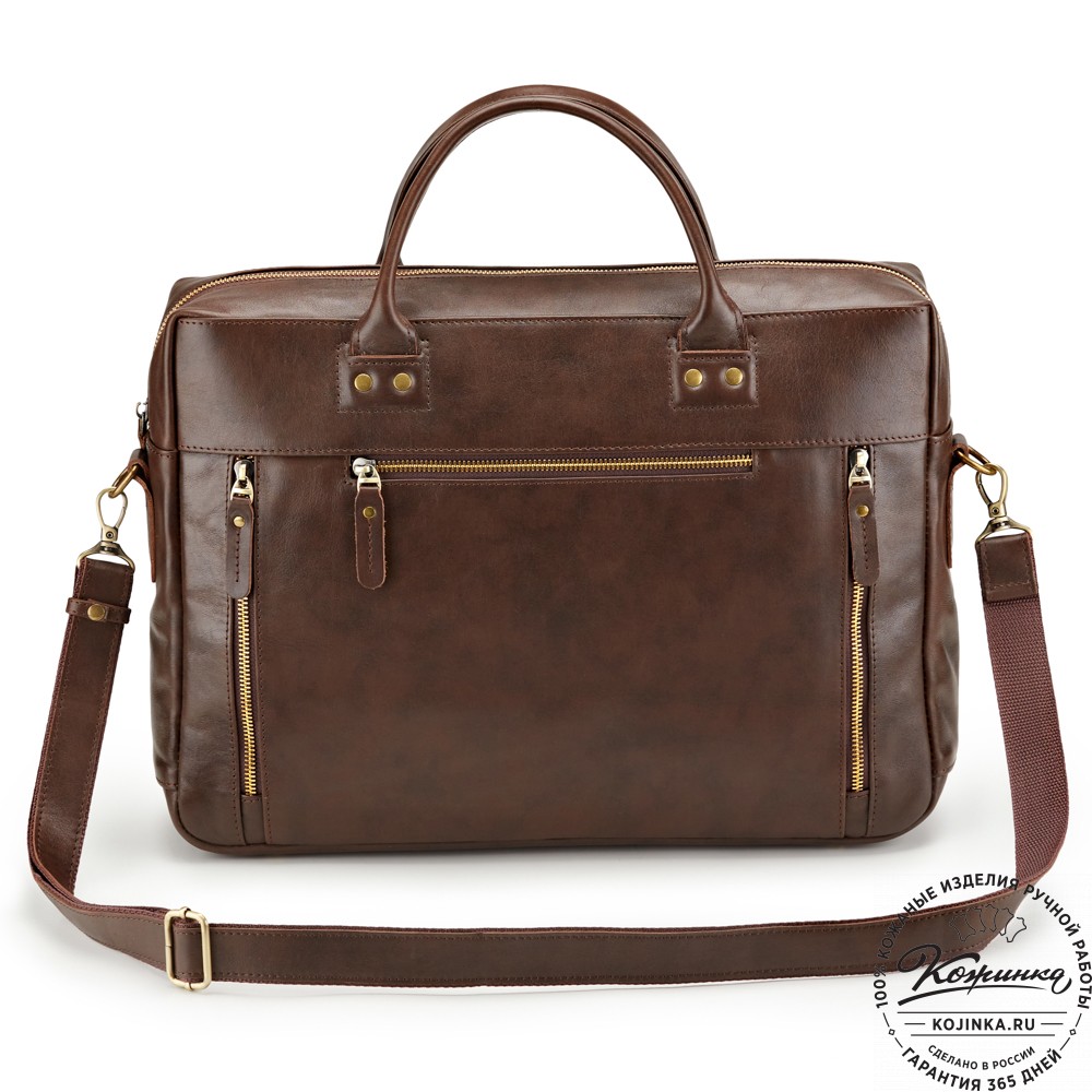 Кожаная деловая сумка "Спенсер" (коричневая гладкая кожа) 