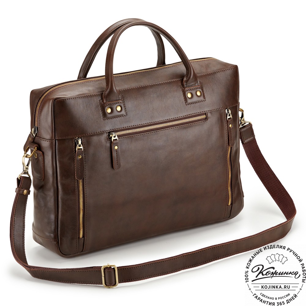 Кожаная деловая сумка "Спенсер" (коричневая гладкая кожа) 