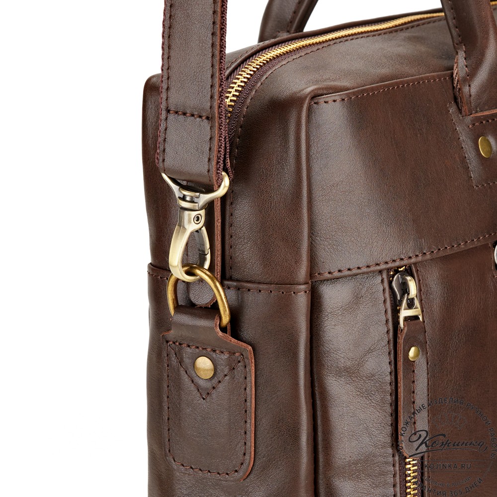 Кожаная деловая сумка "Спенсер" (коричневая гладкая кожа) 