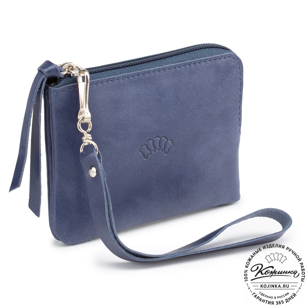 Кожаный кошелёк "Баден" (синий)