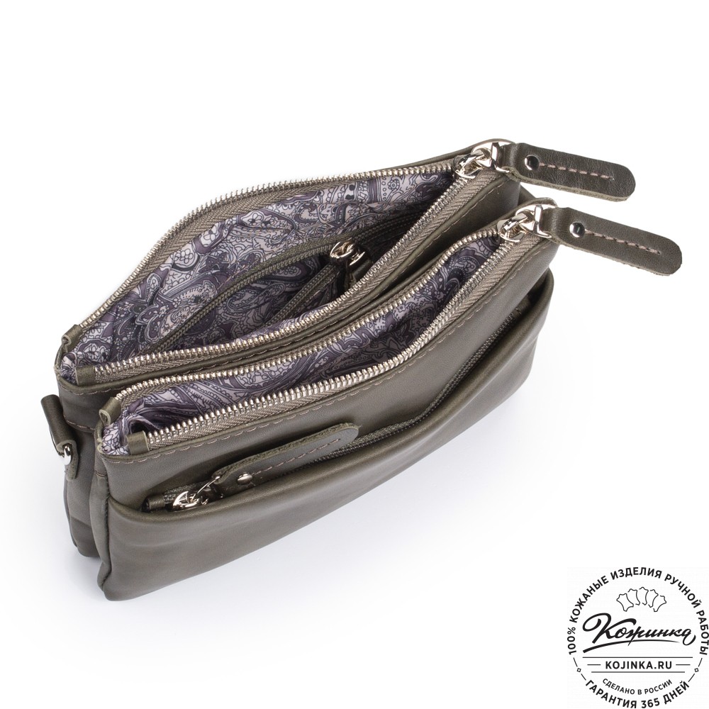 Женская кожаная сумка "Хельга" (хаки гладкая кожа)