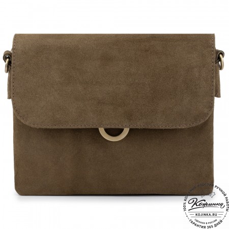 Женская сумка из кожи и замши  "Мишель мини" (хаки)