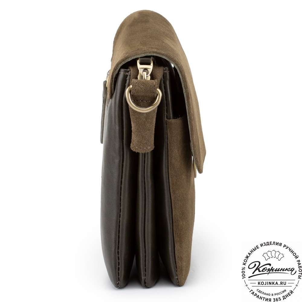 Женская сумка из кожи и замши  "Мишель мини" (хаки)