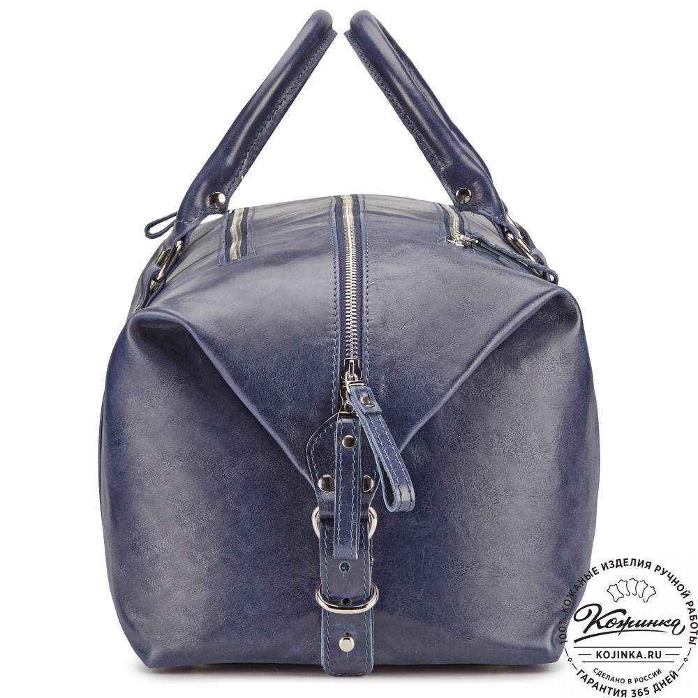 Кожаная дорожно-спортивная сумка Англия (синяя)