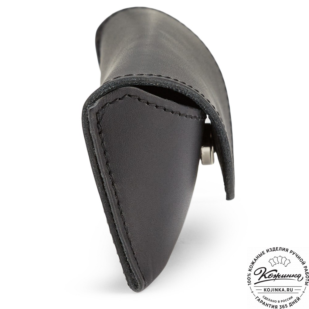 Кожаный футляр для очков с перегородкой  (чёрный) 