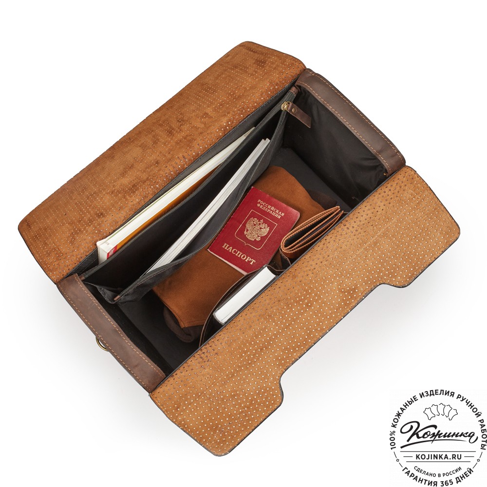 Кожаный портфель-кофр "Корлеоне" (коричневый крейзи)