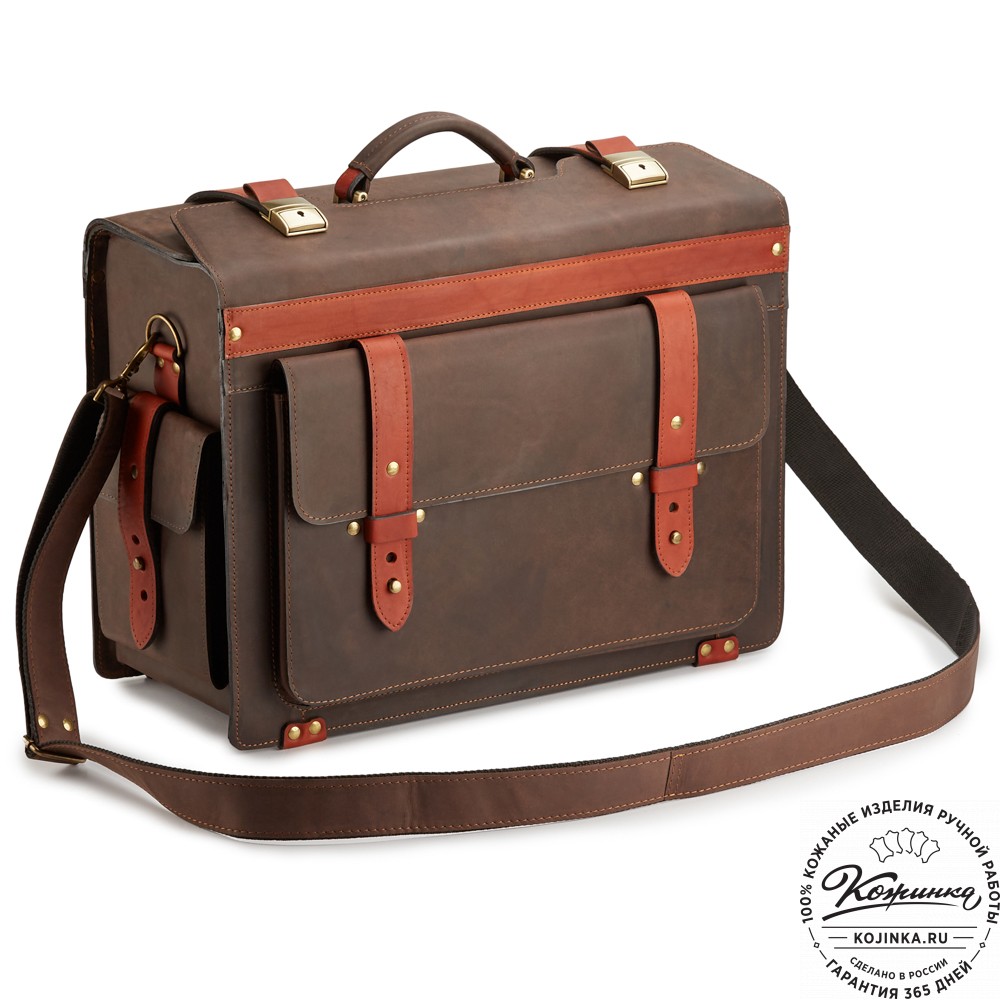 Кожаный портфель-кофр "Корлеоне" (коричневый крейзи)