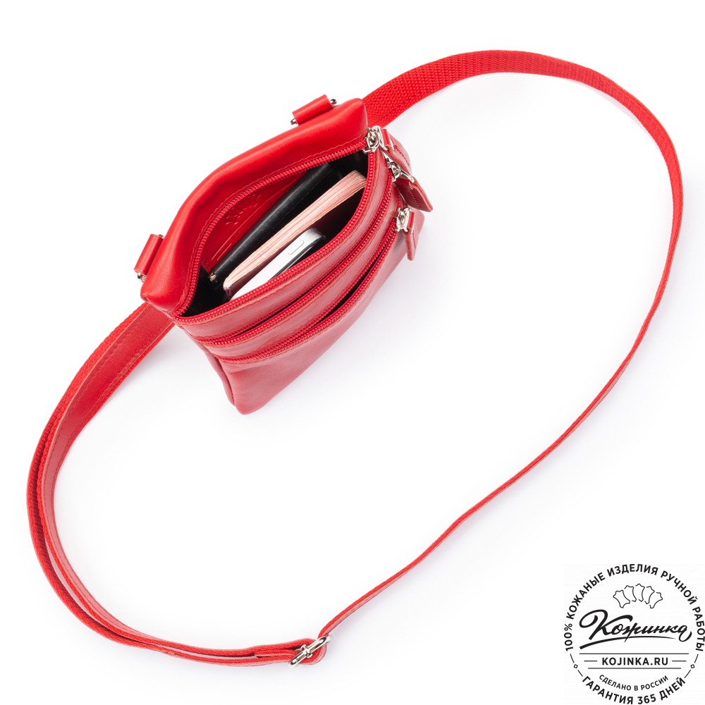 Кожаная сумка "Аллен макси" (красная)