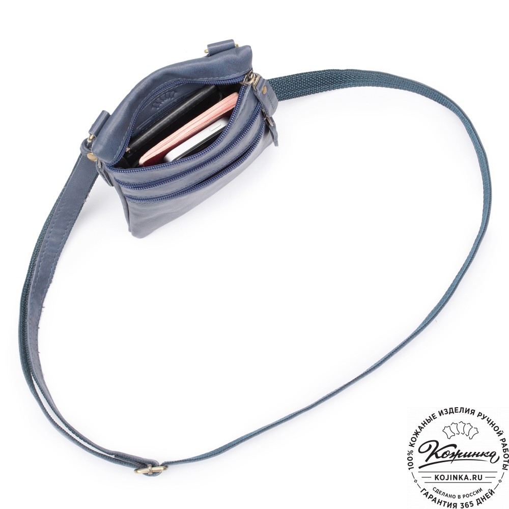 Кожаная сумка "Аллен макси" (джинс)