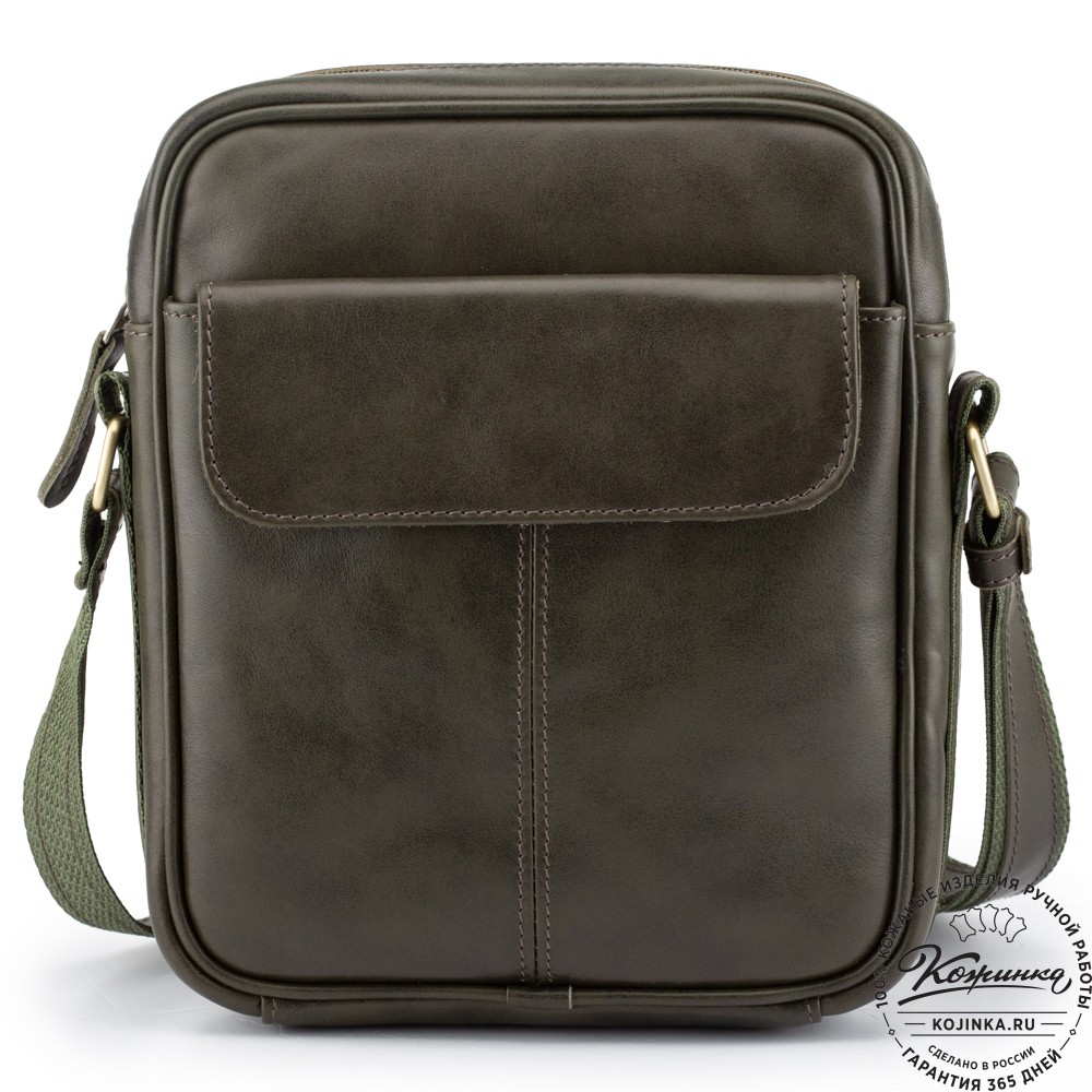 Кожаная сумка "Канада" (хаки гладкая кожа)