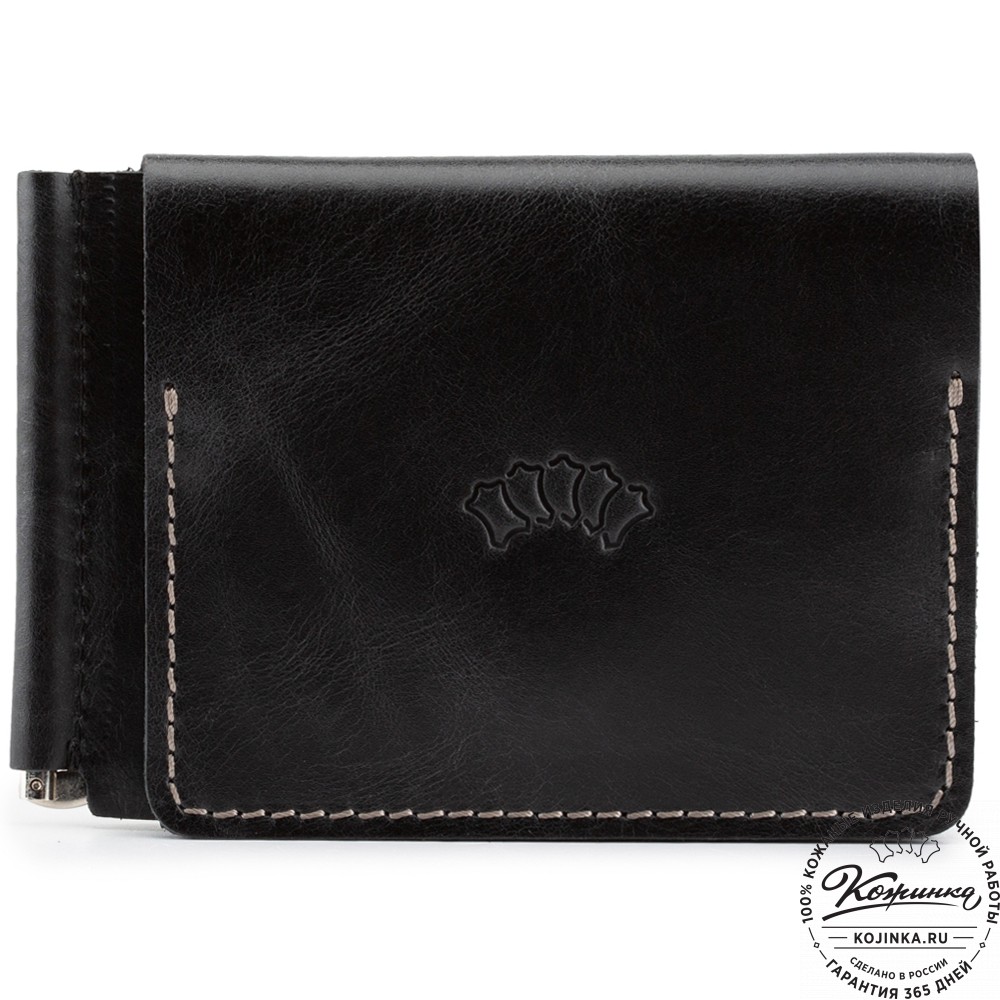 Кожаный зажим для денег "Кения" (чёрный)