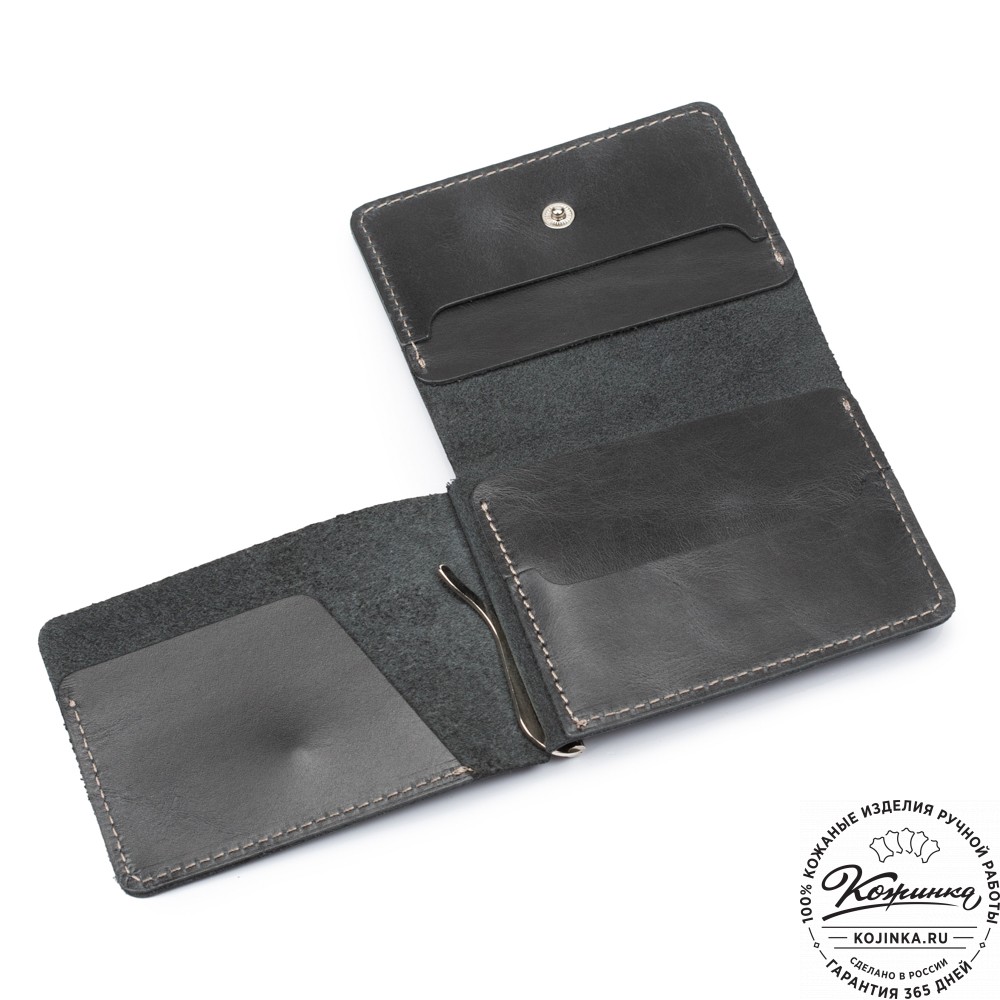 Кожаный зажим для денег "Кения" (чёрный)