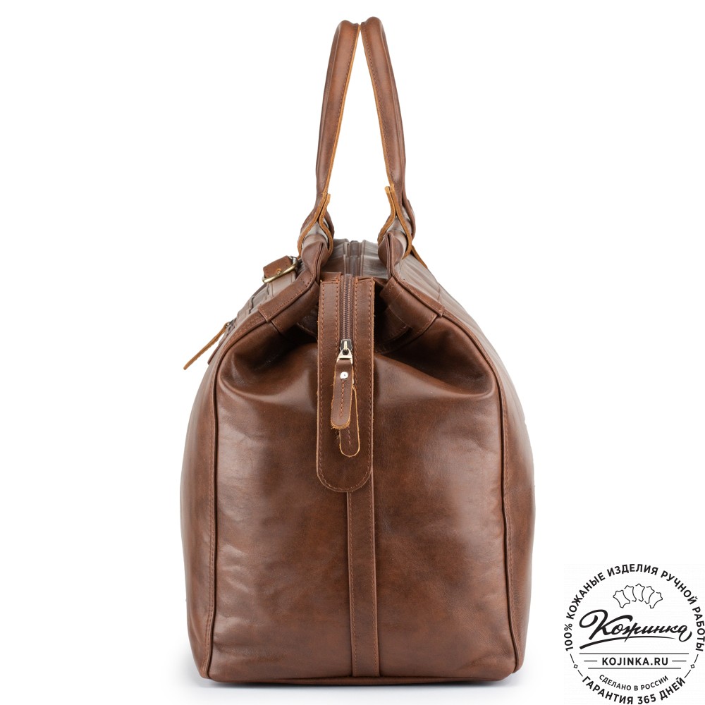 Кожаный дорожный саквояж "Сальери" (коричневая гладкая кожа)