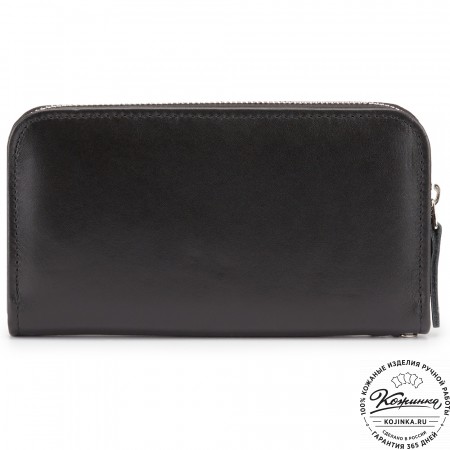 Кожаный клатч "Картер" (чёрная гладкая кожа) 