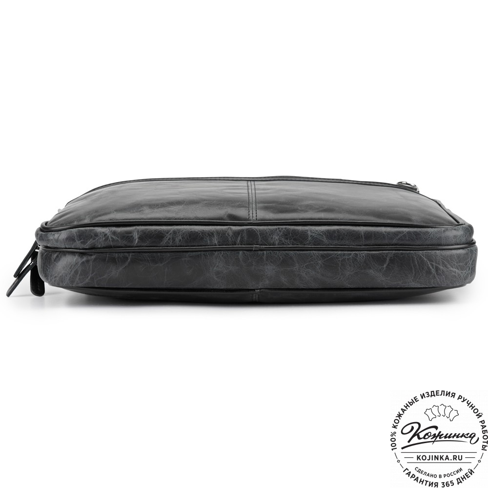 Деловая кожаная сумка "Рудольф" (чёрный антик)