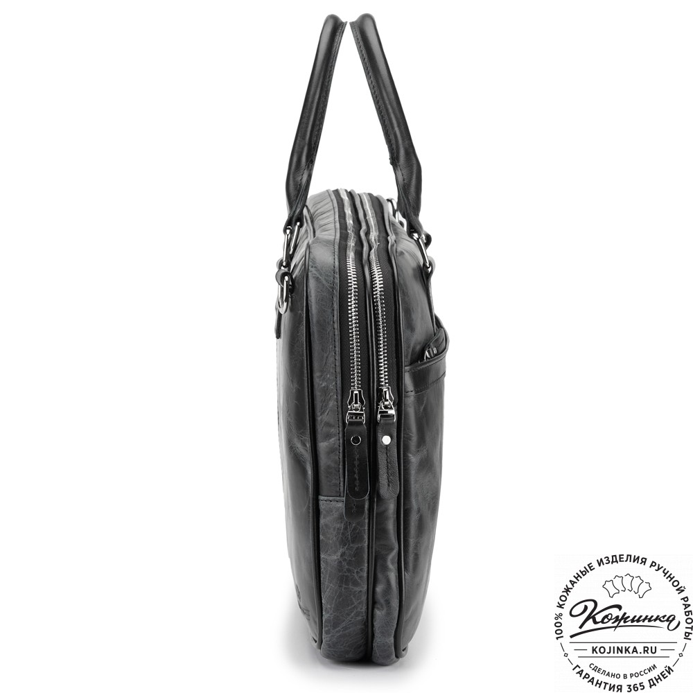Деловая кожаная сумка "Рудольф" (чёрный антик)