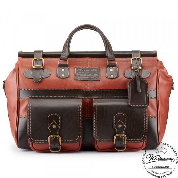Кожаный дорожный саквояж "Большой" (светло-коричневый). фото 1