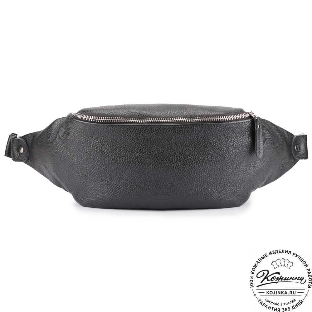 Кожаная сумка на пояс "Шерман" (чёрная) 