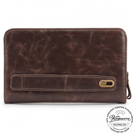 Кожаный клатч "Вилли" (тёмно-коричневый антик)