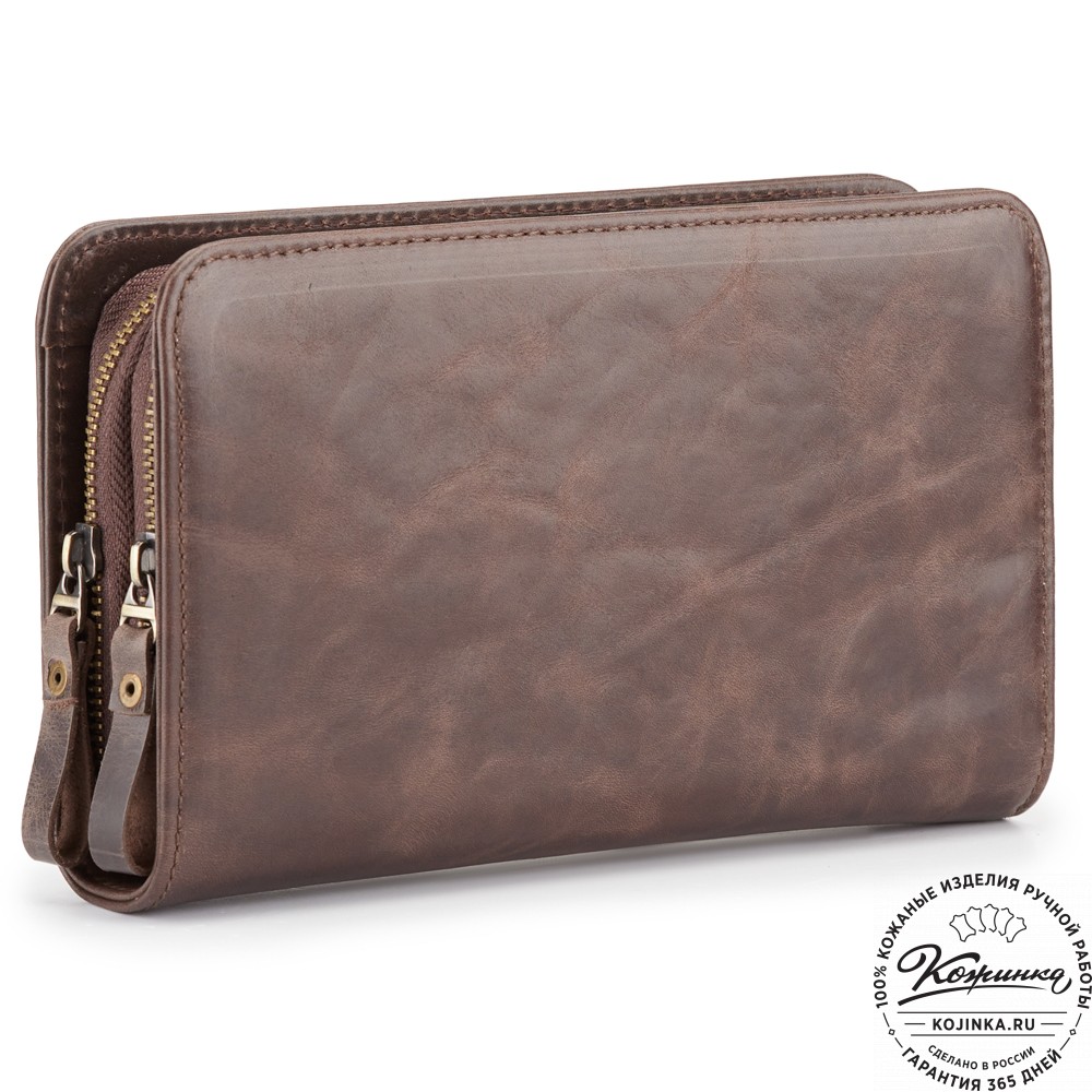 Кожаный клатч "Вилли" (тёмно-коричневый антик)