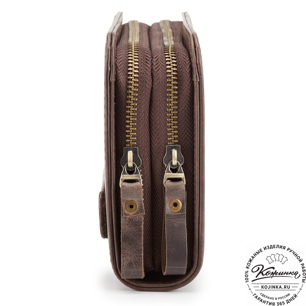 Кожаный клатч "Вилли" (тёмно-коричневый антик)