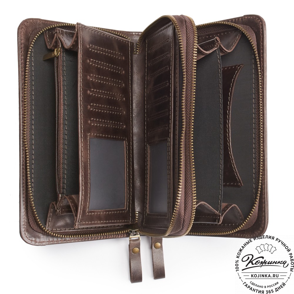 Кожаный клатч "Вилли" (тёмно-коричневый антик)