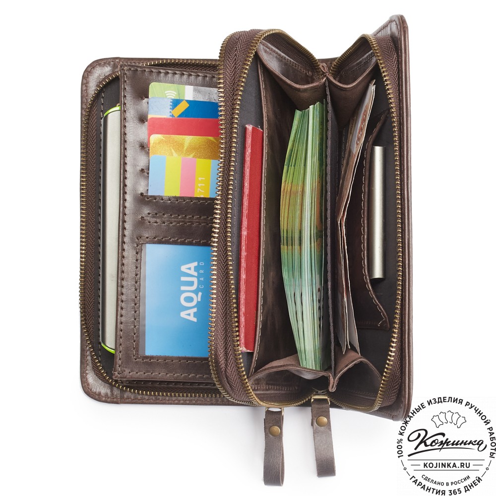 Кожаный клатч "Вилли" (тёмно-коричневый антик)