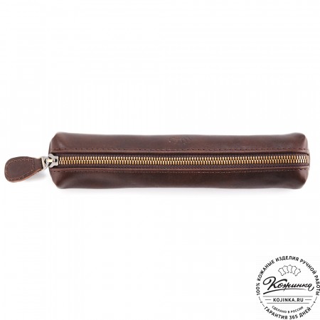 Кожаная мини-косметичка "Лонг" (коричневая)