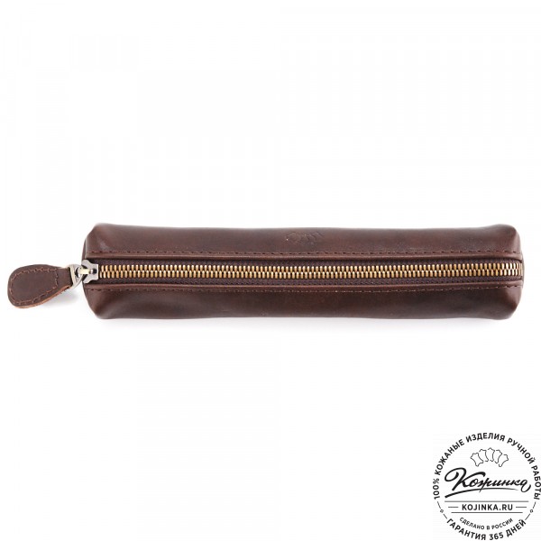 Кожаная мини-косметичка "Лонг" (коричневая). фото 1