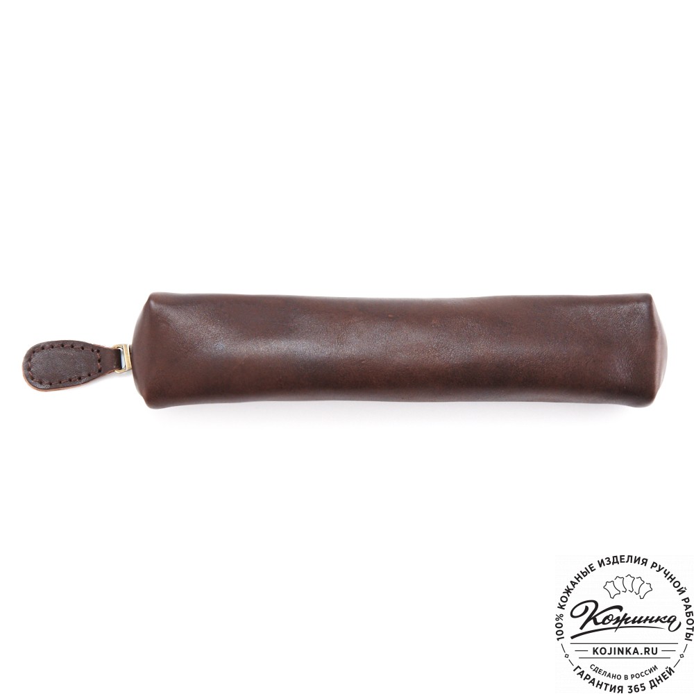 Кожаная мини-косметичка "Лонг" (коричневая)