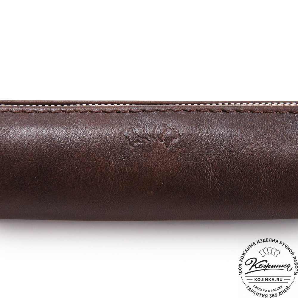 Кожаная мини-косметичка "Лонг" (коричневая)