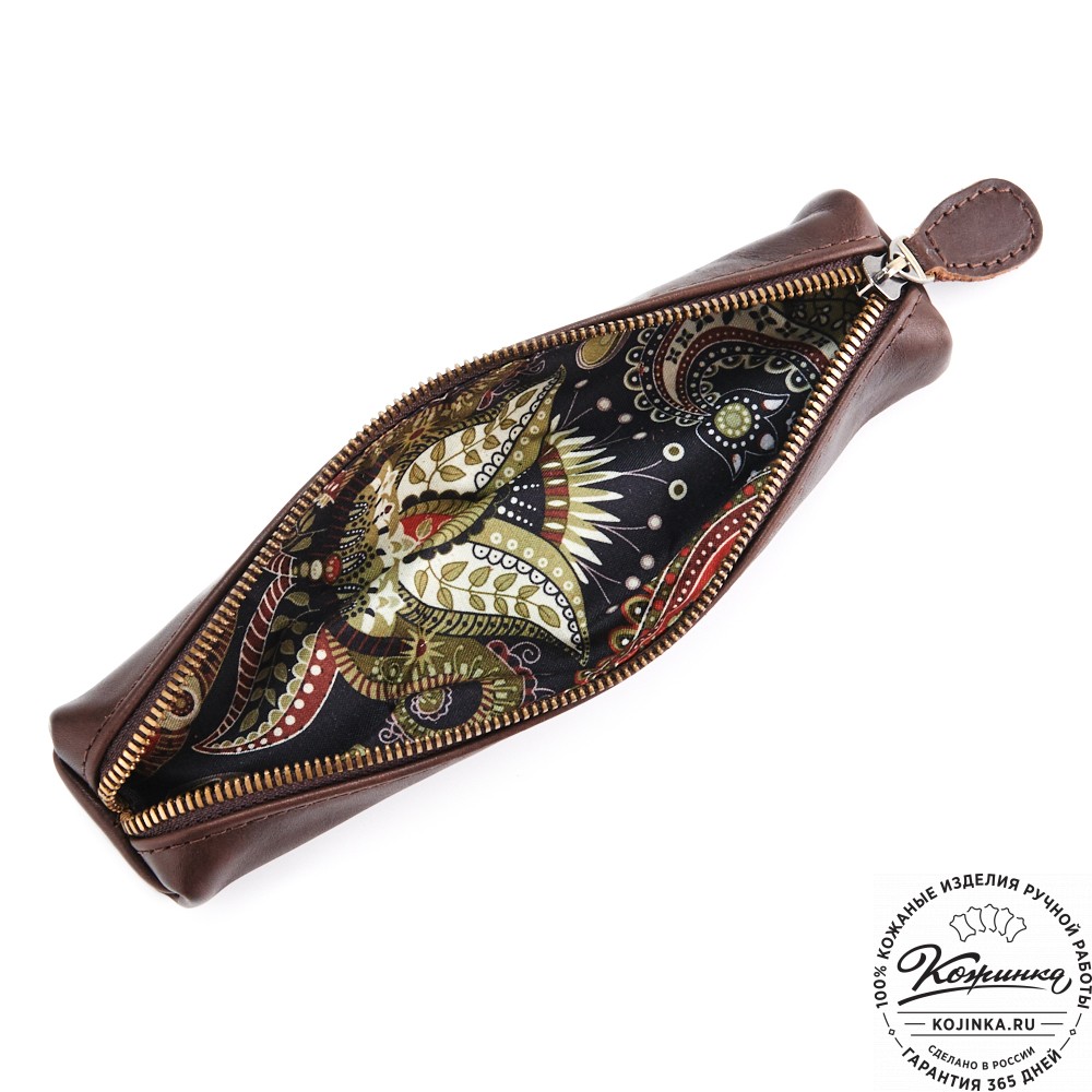 Кожаная мини-косметичка "Лонг" (коричневая)